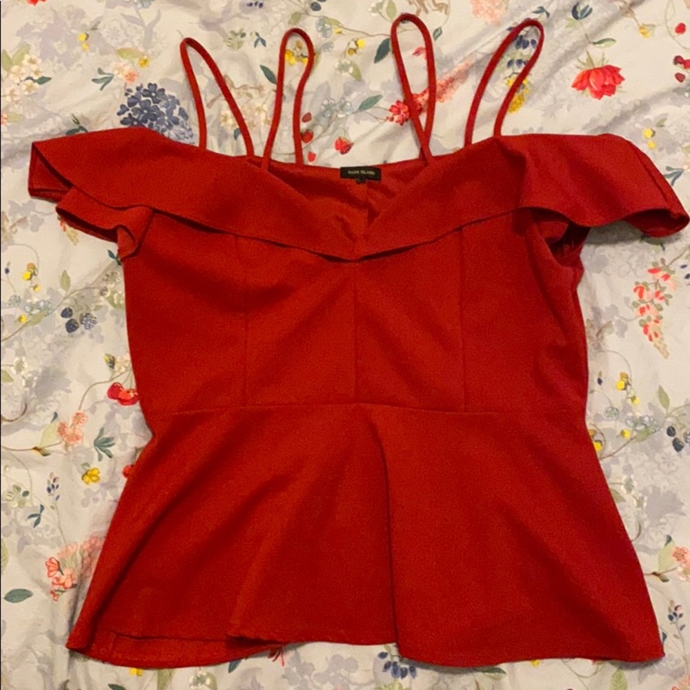 River Island red peplum top